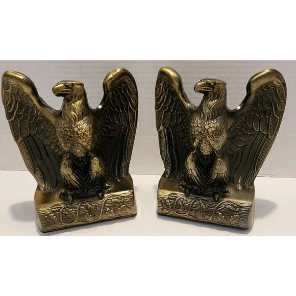Vintage Pair Of Brass Eagle Statue Decorative Figurine Set Of 2 - Picture 1 of 16